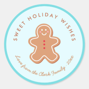 Cute Gingerbread Holiday Gift Label Sticker