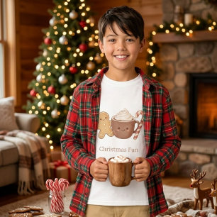 Cute Gingerbread & Hot Cocoa Kids' Christmas Fun P T-Shirt