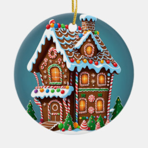 Cute Gingerbread House Ceramic Tree Decoration