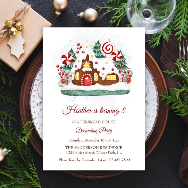 Cute Gingerbread House Decorating Birthday Party Invitation (Creator Uploaded)