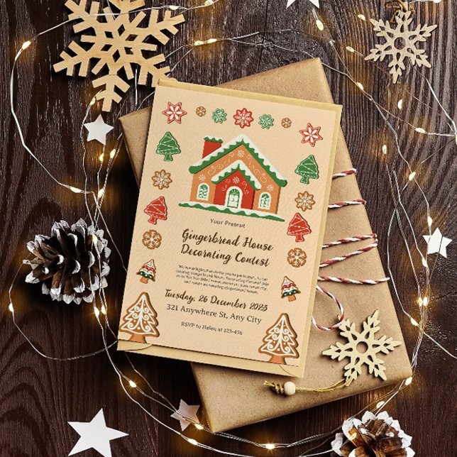 Cute Gingerbread House Decoration Contest Invitation (Creator Uploaded)