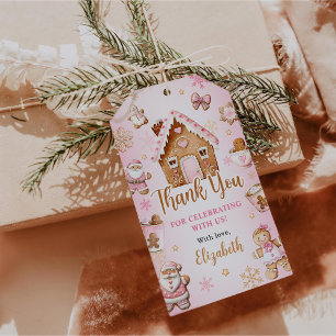 Cute Gingerbread House Girl Birthday Party Gift Tags