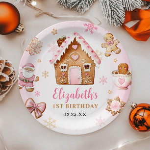 Cute Gingerbread House Girl Birthday Party Paper Plate