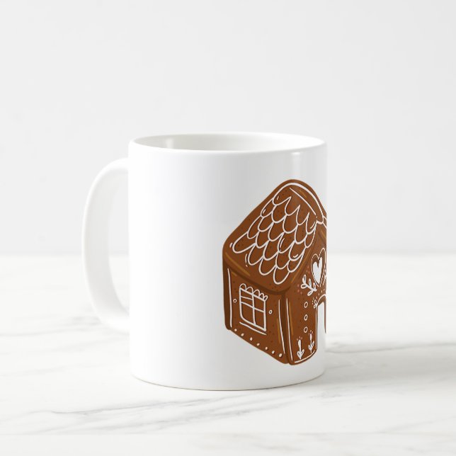 Cute Gingerbread House Holiday Cookie Coffee Mug (Front Left)