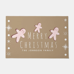 Cute Gingerbread House Man Family Name Doormat