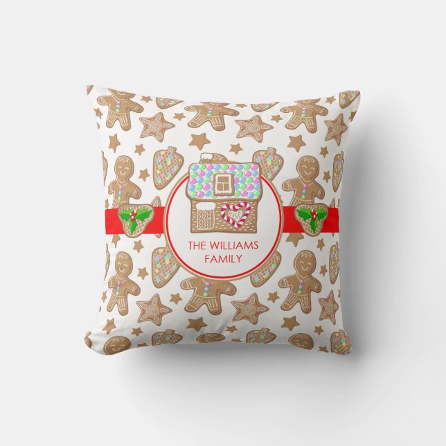 Cute Gingerbread House | Men Family Name Cushion (Front)