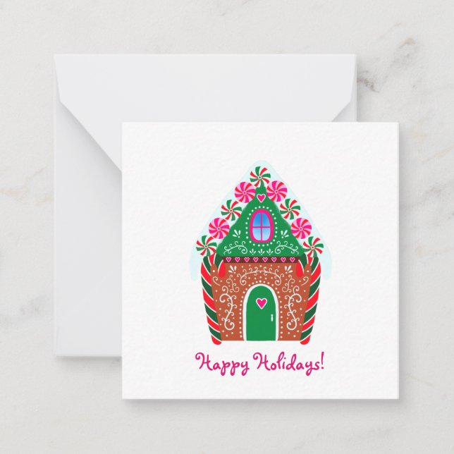 Cute Gingerbread House Mini Christmas Card (Front)