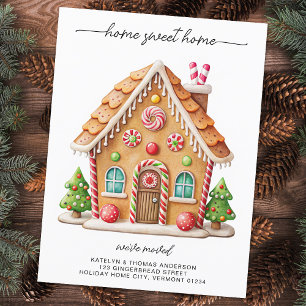 Cute Gingerbread House New Address Holiday Moving Announcement Postcard
