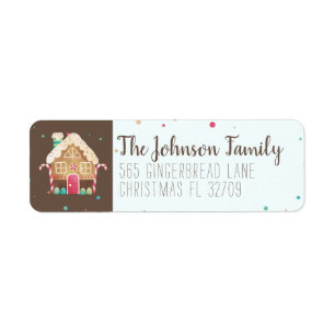 Cute Gingerbread House Watercolor Typography Blue