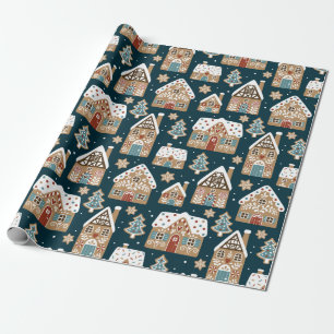 Cute Gingerbread Houses Christmas Wrapping Paper
