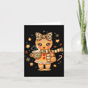 Cute Gingerbread Leopard Christmas Xmas Girl Women Card