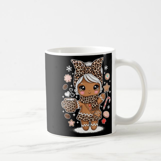 Cute Gingerbread Leopard Christmas Xmas Girl Women Coffee Mug (Right)