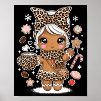 Cute Gingerbread Leopard Christmas Xmas Girl Women