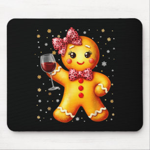 Cute Gingerbread Leopard Coquette Christmas Wine X Mouse Mat