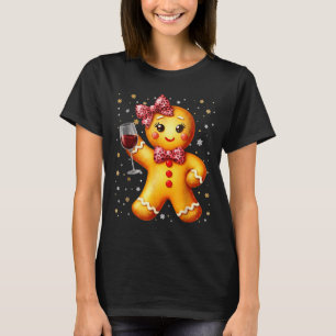 Cute Gingerbread Leopard Coquette Christmas Wine X T-Shirt