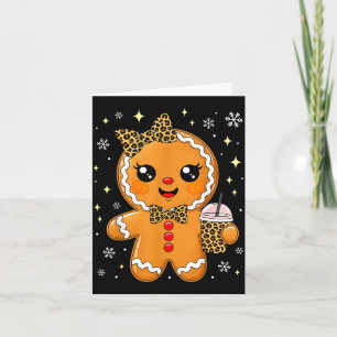 Cute Gingerbread Leopard Coquette Christmas Xmas G Card