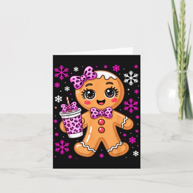 Cute Gingerbread Leopard Coquette Christmas Xmas G Card (Front)