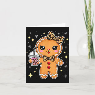 Cute Gingerbread Leopard Coquette Christmas Xmas G Card