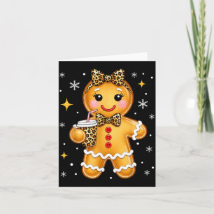 Cute Gingerbread Leopard Coquette Christmas Xmas G Card