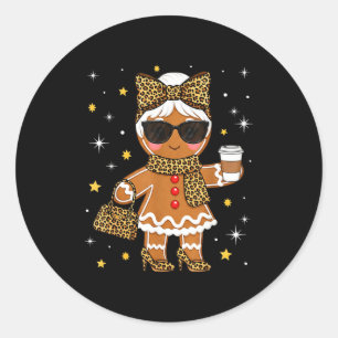 Cute Gingerbread Leopard Coquette Christmas Xmas G Classic Round Sticker