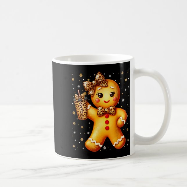 Cute Gingerbread Leopard Coquette Christmas Xmas G Coffee Mug (Right)