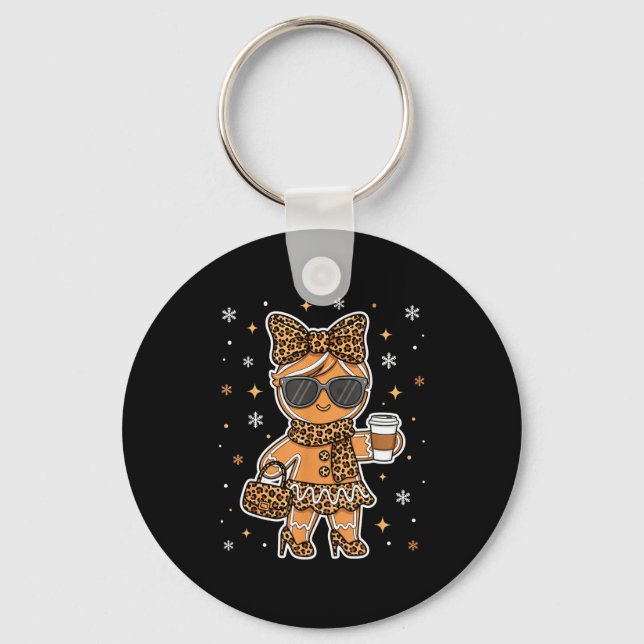 Cute Gingerbread Leopard Coquette Christmas Xmas G Key Ring (Front)