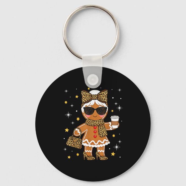Cute Gingerbread Leopard Coquette Christmas Xmas G Key Ring (Front)