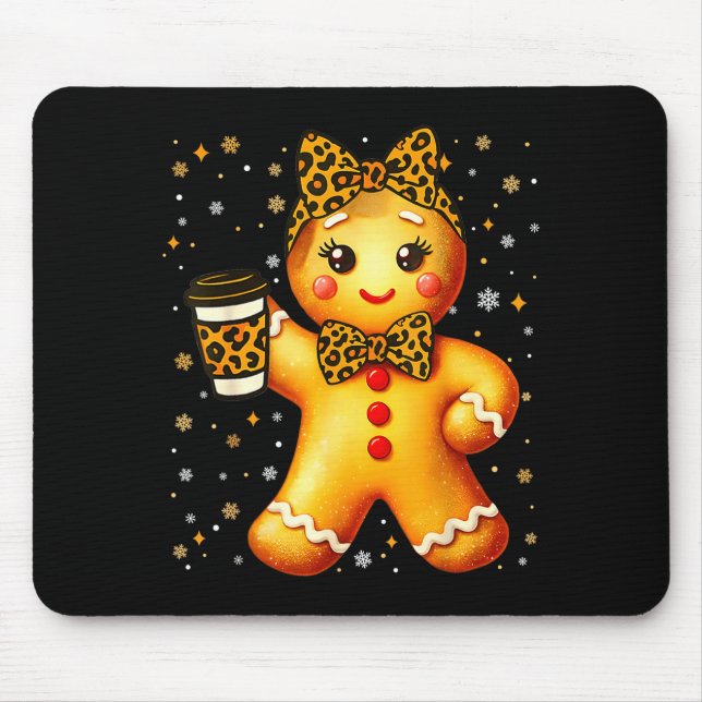 Cute Gingerbread Leopard Coquette Christmas Xmas G Mouse Mat (Front)
