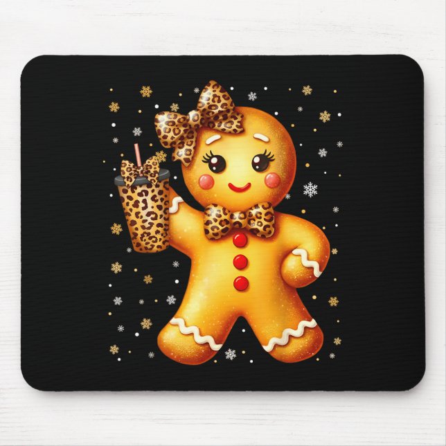 Cute Gingerbread Leopard Coquette Christmas Xmas G Mouse Mat (Front)