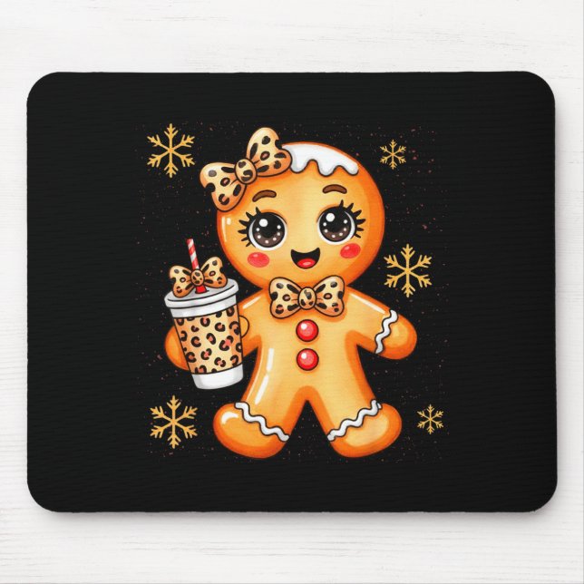 Cute Gingerbread Leopard Coquette Christmas Xmas G Mouse Mat (Front)