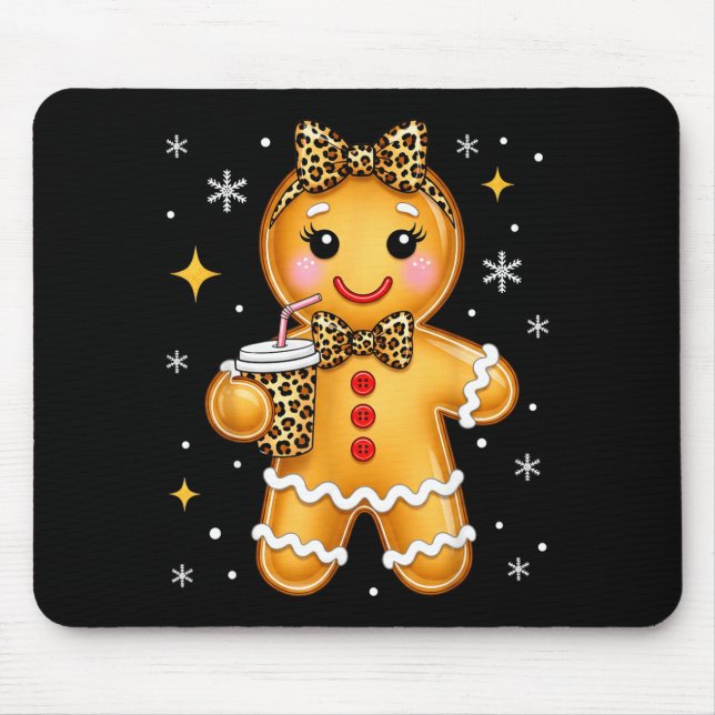 Cute Gingerbread Leopard Coquette Christmas Xmas G Mouse Mat (Front)