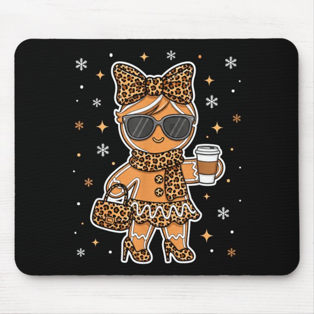 Cute Gingerbread Leopard Coquette Christmas Xmas G Mouse Mat (Front)