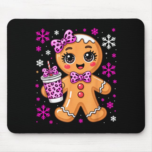 Cute Gingerbread Leopard Coquette Christmas Xmas G Mouse Mat (Front)