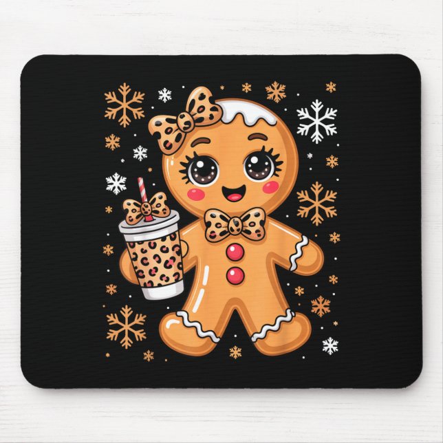 Cute Gingerbread Leopard Coquette Christmas Xmas G Mouse Mat (Front)