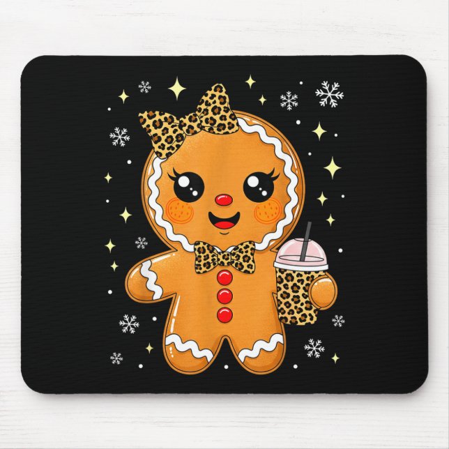 Cute Gingerbread Leopard Coquette Christmas Xmas G Mouse Mat (Front)