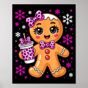 Cute Gingerbread Leopard Coquette Christmas Xmas G Poster