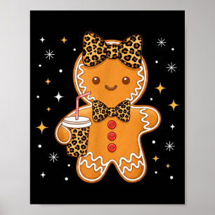 Cute Gingerbread Leopard Coquette Christmas Xmas G Poster