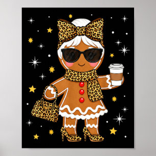 Cute Gingerbread Leopard Coquette Christmas Xmas G Poster