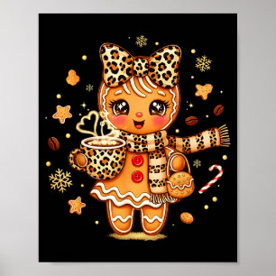 Cute Gingerbread Leopard Coquette Christmas Xmas W Poster