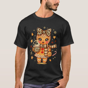 Cute Gingerbread Leopard Coquette Christmas Xmas W T-Shirt