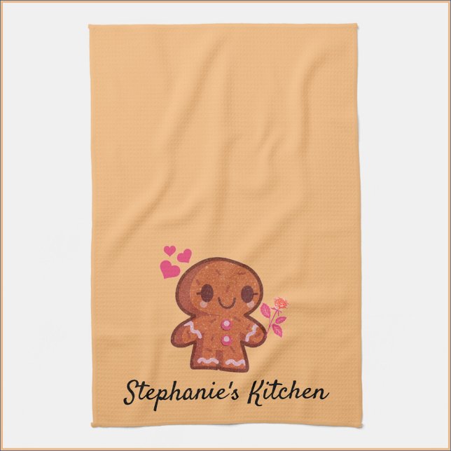 Cute Gingerbread Man and Flower Tea Towel (Creator Uploaded)