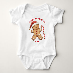 Cute Gingerbread Man Baby First 1st Christmas Bodysuit