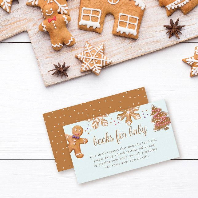 Cute Gingerbread Man Baby Shower Books For Baby Enclosure Card (Creator Uploaded)