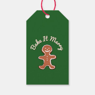 Cute Gingerbread Man Bake It Merry Holiday Gift Tags