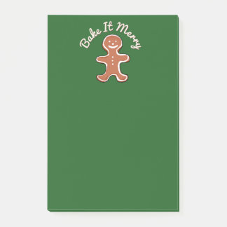 Cute Gingerbread Man Bake It Merry Holiday Post-it Notes