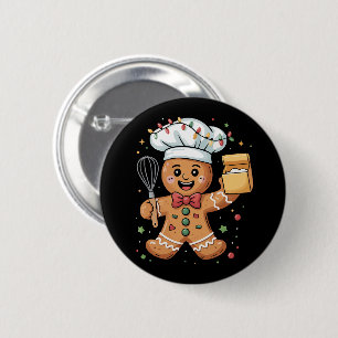 Cute Gingerbread Man Baker Christmas Chef Bake 6 Cm Round Badge