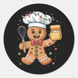 Cute Gingerbread Man Baker Christmas Chef Bake Classic Round Sticker
