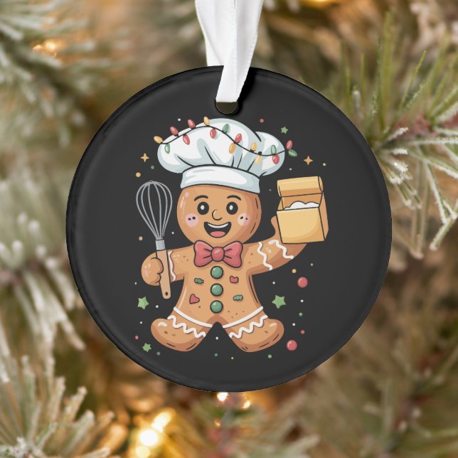 Cute Gingerbread Man Baker Christmas Chef Bake  Ornament (Tree)
