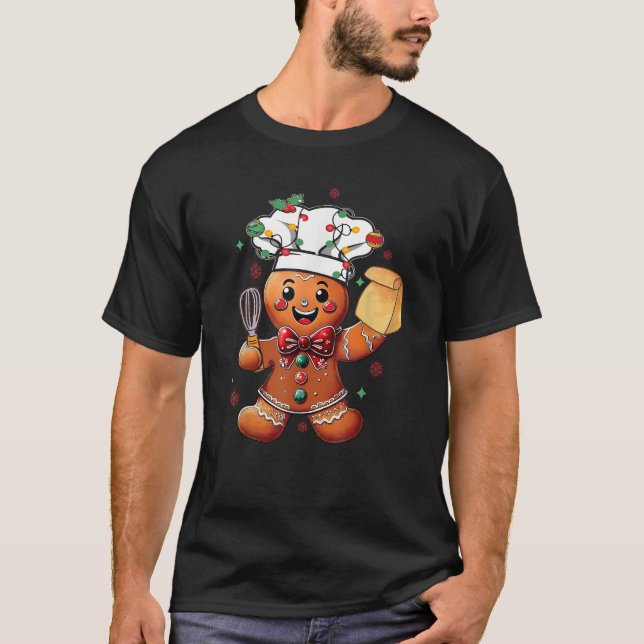 Cute Gingerbread Man Baker Funny Christmas Chef Ba T-Shirt (Front)