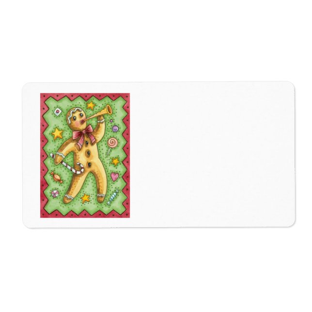 Cute Gingerbread Man Blowing Horn, Christmas Candy (Front)